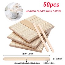 향초만들기100 개 코튼 캔들 심지 2.6/9/15/20cm 무연 왁스 코어 DIY 양초 만들기 사전 금속 나무 홀더 용, 05 wood holder-50pcs