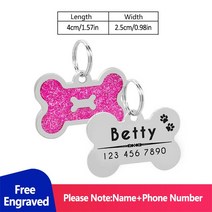강아지네임택 개를 위한 맞춤형 주소 태그 Id 새겨진 목걸이 고양이 이름표 애완 동물, 16 pink dog tag
