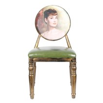 복고풍 빈티지 레트로 포인트캐릭터의자 카페 육각 원형 철제 인조가죽 식탁의자, 형광그린원배형광미녀 + 표준