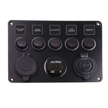 해외 디지털 전압계와 LED 로커 스위치 패널 자동차 마린 보트에 대 한 듀얼 USB 포트 12V 콘센트 조합 방, Green A, CHINA