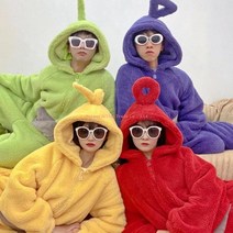 텔레토비 점프슈트 우정 커플 단체 숙면잠옷상의 홈 연말 파자마축제 특이한 인싸템, 옐로우