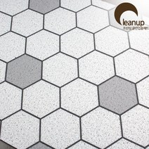 클린업 화이트 도트헥사곤 패턴 코일 현관매트