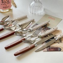 아노바 레트로 빈티지 홈카페 감성 커트러리 디너 스푼 포크 나이프 디저트포크 티스푼, 브라운