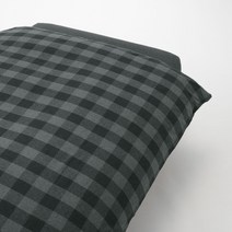 무인양품 MUJI 면 플란넬 이불 커버 A9A4211, 차콜그레이 체크