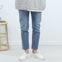 반즈하우스 남자 히든 속 밴딩 무파 디스트로이드 데미지 덧댐 9부 컷팅 청바지