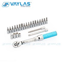 VAYLAS-1/4 인치 드라이브 2-14NM 프리셋 조절 토크 및 케이스 수리 수공구 키트 25 개입 세트, 한개옵션0
