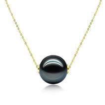 18K 골드 AAAA 품질 10-11mm 타히티안 흑진주 펜던트 목걸이 천연 남해 양식 진주 45.7cm Chian 여성용 선물