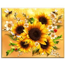 FASEN DIY 보석십자수 캔버스 형액자 세트 40 x 50cm, 40*50 cm, K033 해바라기벌