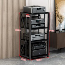스피커 스탠드 받침대 LP 수납장 오디오렉 장식장 거실장, 4단 C 블랙 프레임 + 블랙 월넛