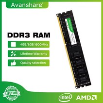 vnshre 메모리 Rm 2G 4G G DDR3 1333MHZ 1600MHZ 데스크탑 2RX 1.5V P3 시리즈 10600 1200, 02 DDR3 4GB 1600Mhz