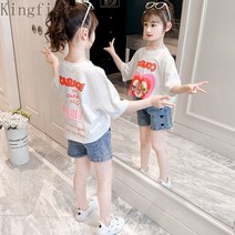 [Kingfishe]아동 여아 예쁜 반팔 청반바지 상하세트 bv5 zhuo725