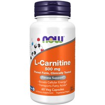 나우푸드 엘카르니틴 L-Carnitine 500mg 60베지캡슐 NOW Foods, 60 카운트