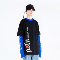 PSLN 프린트 오버핏 반팔 티셔츠 화이트