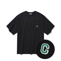 COVERNAT 슬럽 C 로고 와펜 포켓 티셔츠 블랙
