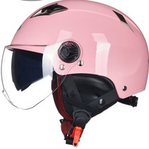 YEMA 오토바이 헬멧 추천 남녀 이중 실드 더블미러 사계절 경량 반헬멧 킥보드 머리보호 2종소형 원동기, 핑크 투명 쇼트