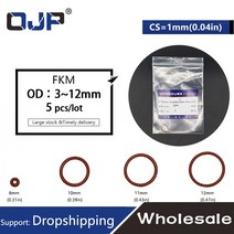 고무오링 패킹 실리콘 오링 고무링 5개/몫 고무 링 갈색 FKM O 씰 1mm 두께 OD3/4/5/6/7/8/9/10/11/12mm O-, 08 10x8x1mm_01 5pieces