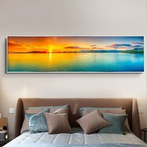 푸아이 3D 보석십자수 바다 일출 풍경 120x35 AB칼라 원형비즈 DIY 인테리어 소품(사이즈 3종)+행운십자수(30x30) LR047, 1세트, 120x35cm
