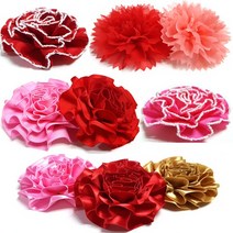 천사리본 카네이션 꽃송이 수국 쉬폰 공단 골지 피콧 원단꽃 카네이션꽃 원단꽃 스승의 날 어버이 날, 2개, 골드