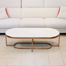 카펜터홈 러버 비앙코카라라 로즈골드 천연 대리석 타원형 소파테이블 1300