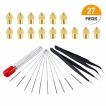 27pcs 키트 0.4mm mk8 노즐 + 10 깨끗한 바늘 2 족집게 도구 스위트 3d 프린터 makerbot, 한개옵션0