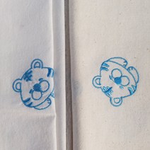 에이치엠스티칭 광목천 호랑이 자수 디자인 광폭 코튼 자수 천원단 (20수 명품), 백아이보리, 파랑