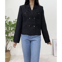 여성 간절기 카라넥 금장 더블단추 숏 자켓 2color