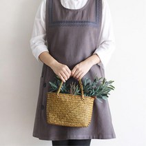 50대 가정주부 자수 포인트 고급 앞치마 홈패션 요리, 그레이