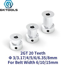 gktools 3d 프린터 부품 gt2 타이밍 풀리 20 치아 보어 33.174566.358mm 동기 휠 너비 691015mm 벨트, 3mm, 10mm, 1개