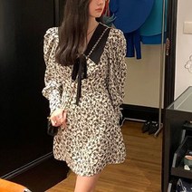 메이킹유 카라 플라워프린팅 브이넥 리본 B1870브레스원피스