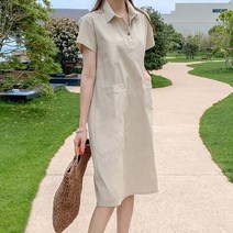 패션시그널 하프단독특가 당일발송 러블리 린넨 셔츠 원피스