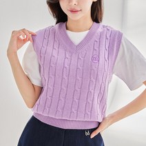 제이투제이 여성골프웨어 브이넥 케이블 울니트 조끼