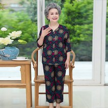 여자바지정장세트 노년 인 여름옷 60 7080 마담 엄마옷 여성의류 할머니룩 봄옷 아내 면 코튼 실크 2512201495