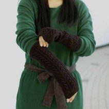 우경몰 꽈배기 니트 암워머 팔워머, 암워머-블랙
