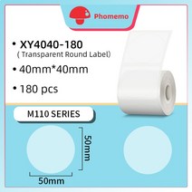Phomemo-자체 접착 원형 라 50x50mm M110/M200 프린터 다목적 투명 그림 스티커 용지 Phomemo M110, [03] Round 40 Transparent