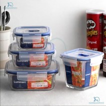 반찬통세트 유리용기 실속형 소분기 사각용기 냉장고반찬통 보관밀폐용기, 1개, 루미낙 퓨어박스 정사각3호  (1,000개)