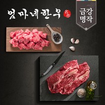++1등급한우 투뿔한우 투쁠 금강명작 모듬 선물세트 투뿔등심 국거리 차돌박이 600g, 아이스박스_금강1호(투뿔등심+국거리)