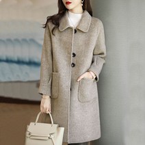 FANSYLI 가을 겨울 모직 코트 여성 터틀넥 버튼 하프 모직 코트 출근룩 데일리룩 x7J20