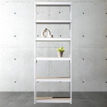 앵글선반 철제 창고 다용도실선반 6단 1200 x 300 x 2400, 화이트, 9mm 양면코팅 보드