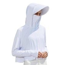 Arssm 여성용 풀 지퍼 자외선 차단 재킷 탈착식 후드 UPF 50+ 아웃도어 하이킹 셔츠 화이트.