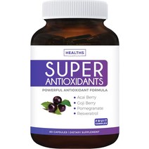 [슈퍼뉴트리션] 슈퍼이뮨 Super Antioxidant Supplement - 강력한 슈퍼 푸드 항산화제 혼합 Acai Berry Goji Pomegranate Trans Re, [01] 60개(1팩)