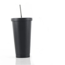 아르크 대용량 데브 스텐 진공 텀블러 콜드컵 뚜껑 + 스테인리스빨대 + 세척솔 포함, 블랙, 750ml