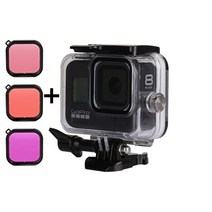 For Gopro hero 8 kit EVA case Tempered Glass waterproof Housing red filter Frame silicone Protector, 02 NE-N2