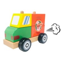 원목 피자 트럭 도형 끼우기 돌아기 장난감 돐선물