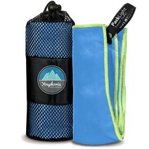 Youphoria Outdoors 극세사 패스트 트라이 경량 여행 타월, Small (20 x 40 inches), Blue/Green