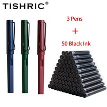 만년필 싸인 서명 볼펜 캘리그라피 세트 TISHRIC-3 펜 50 잉크 0.38mm 표준 클래식 학교 전용 펜촉 선물 사무 용품 문구, [04] 50 PCS Black Set A