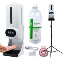 K9 PRO PLUS 자동 분사 손소독기 온도측정 발열체크 비접촉 삼각대 포함, 손소독기 스탠드형+삼각대+리필액 1000ml 10개