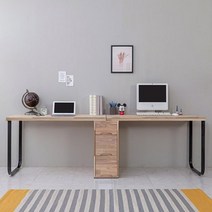 2800 서재 학생방 원목디자인 2인용 책상 남매 데스크 프린터받침대 PC 긴