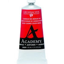 Grumbacher Metal Tube Academy 아크릴 페인트 광택 카드뮴 레드 미디엄 90ml, Cadmium Red Medium