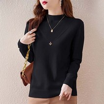 데일로엔 여성용 솔리드 컬러 하프 터틀넥 슬림핏 니트
