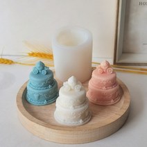 3D 케이크 양초 만들기 2 레이어 실리콘 금형 비누 수제 공예 예술 장식 DIY 도구 메이커, [01] Cake Mold